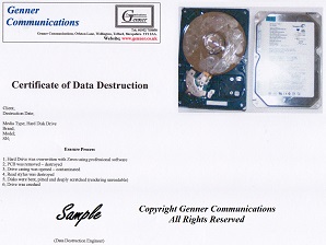 Market Drayton Hard Disk Drive data destruction certificate